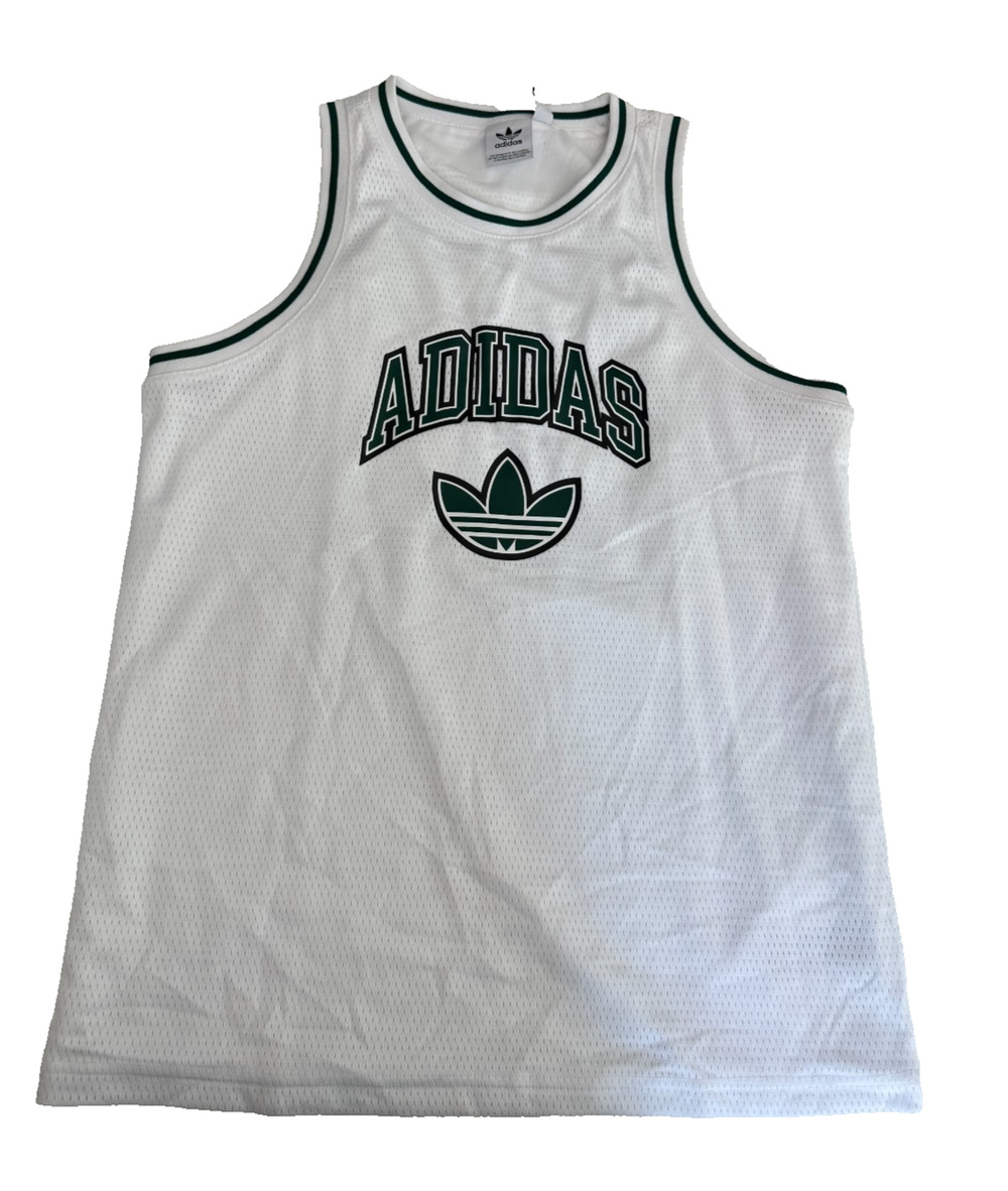 Adidas Originals Boys Basketball Jersey Tank Top Black White Size Large